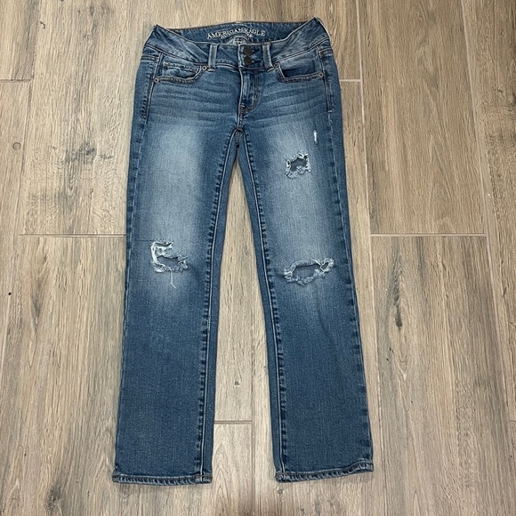 American Eagle Jeans Artist Crop Distressed Stretch AE Y2K Straight Boot Vintage - Picture 9 of 12